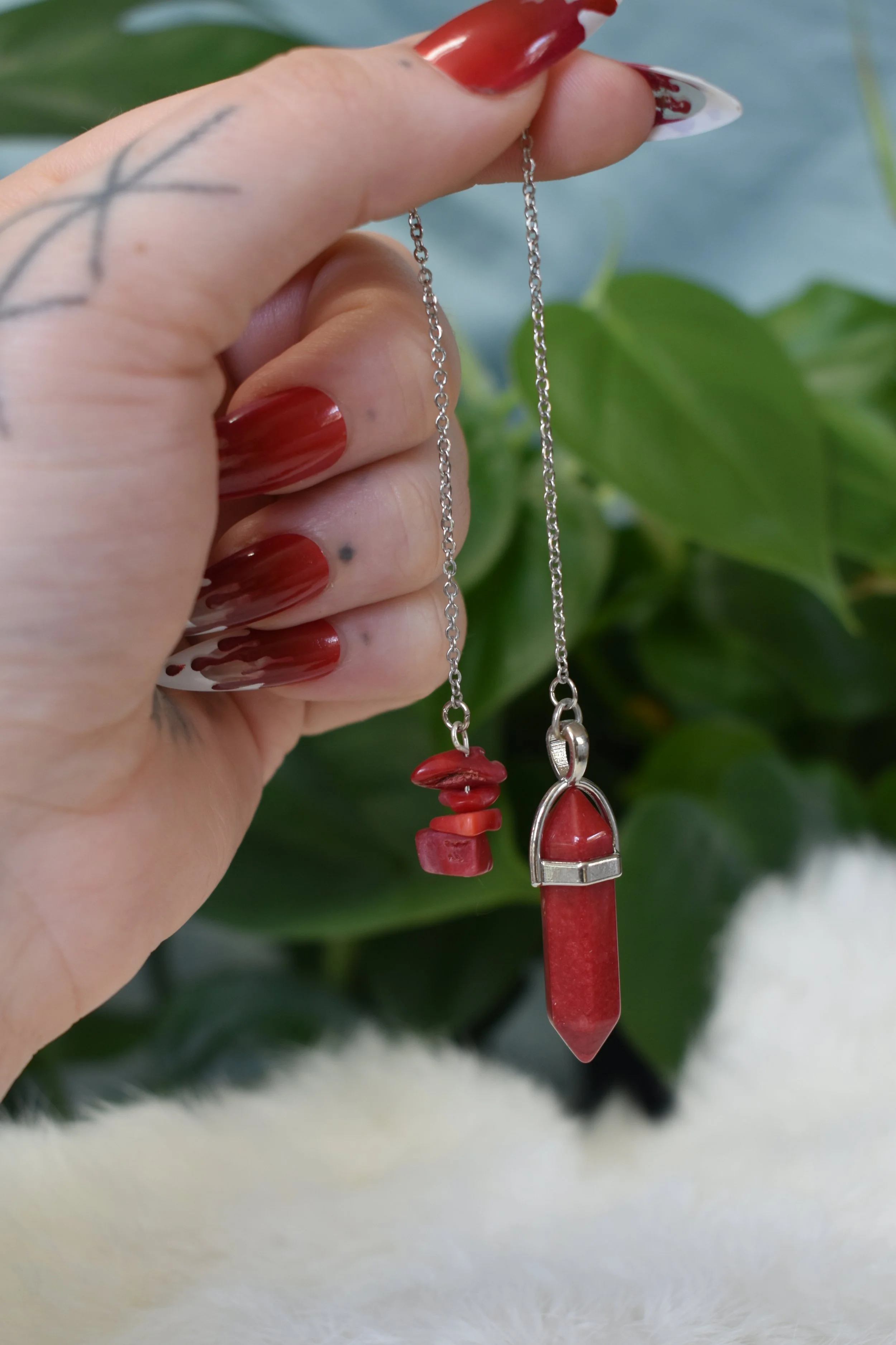 Red quartz and red bamboo coral