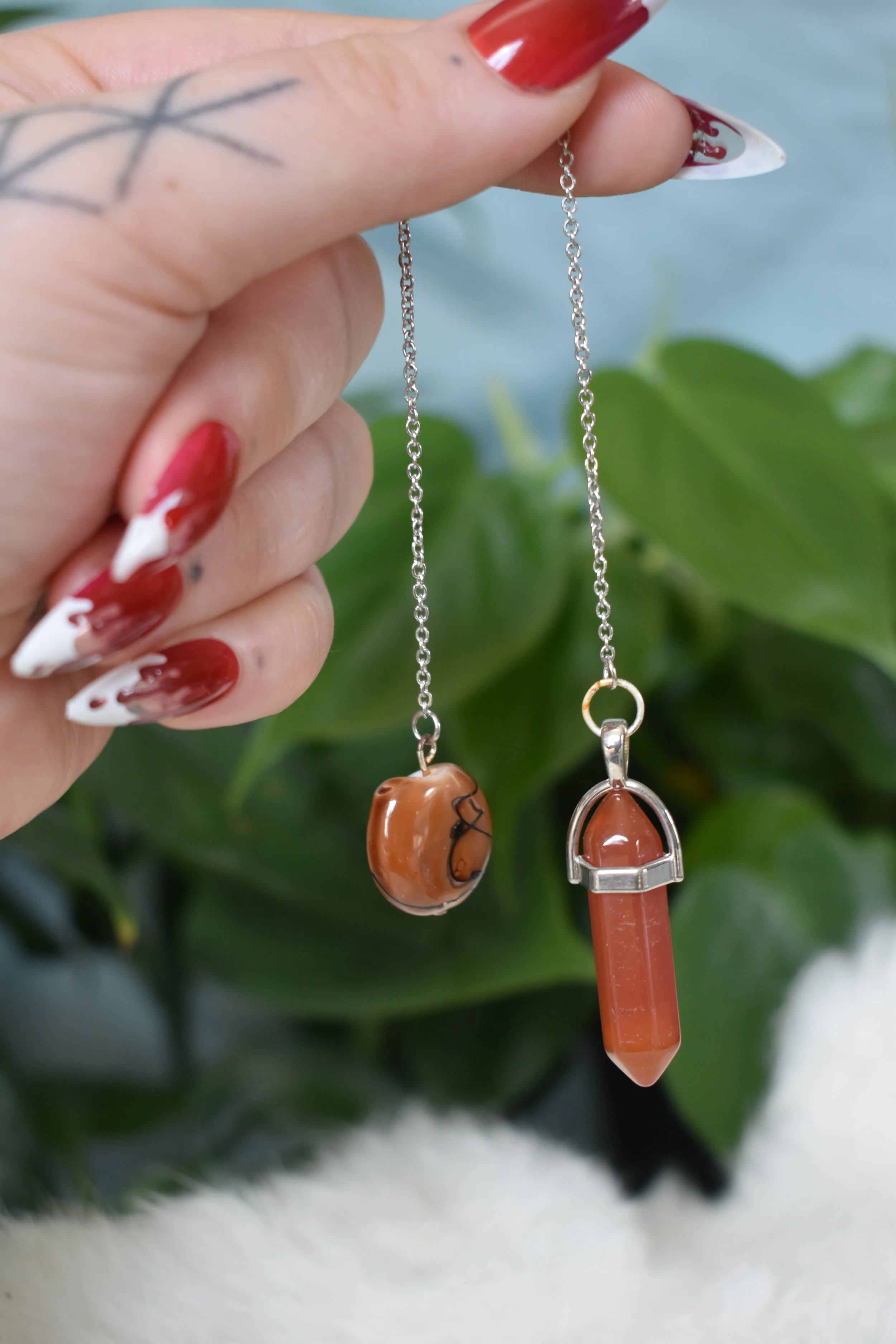 Carnelian and glass