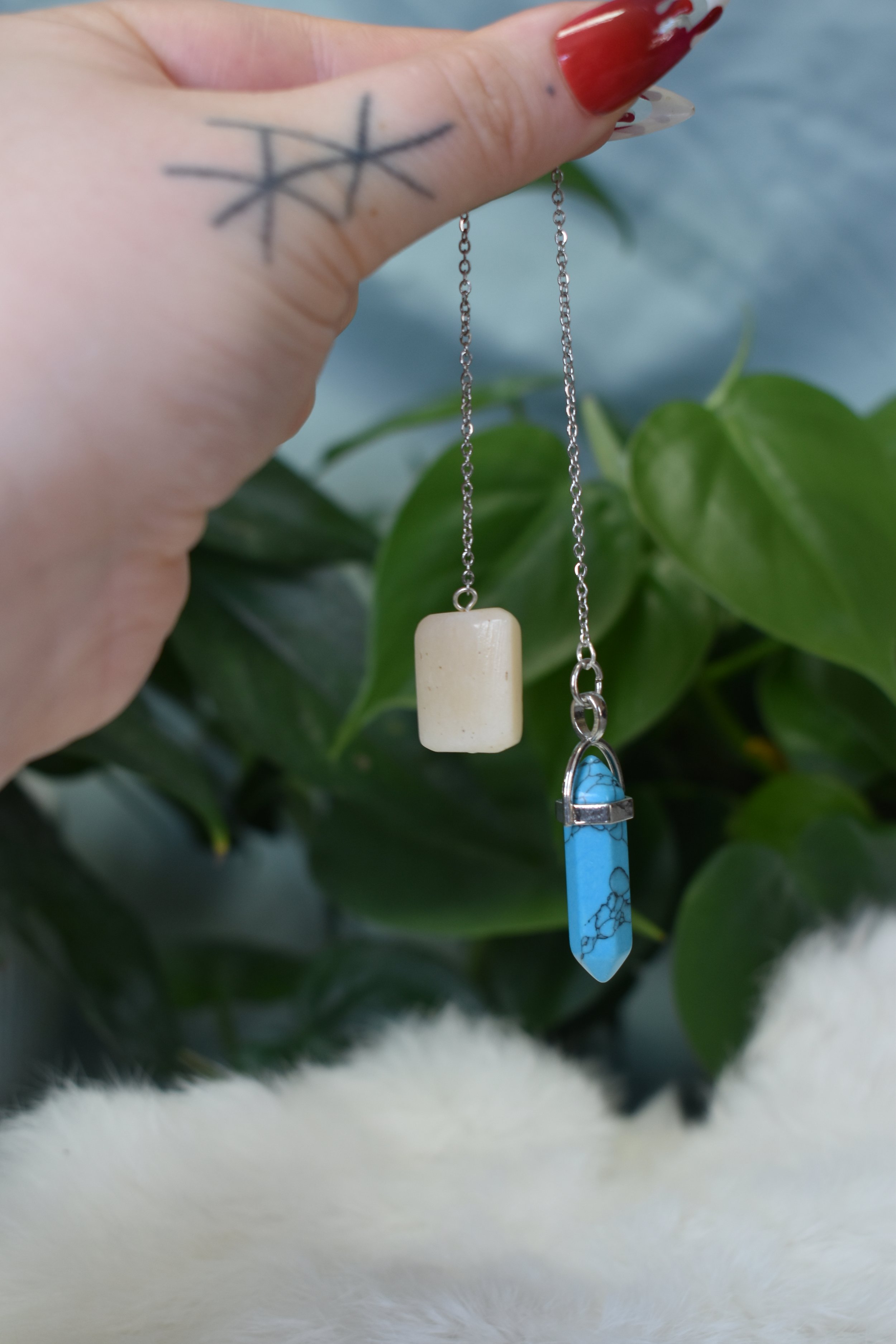Turquoise dyed howlite with bone accent