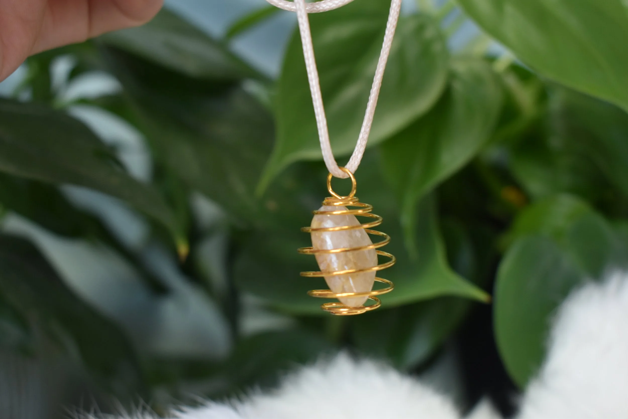 Citrine tumble cage necklace