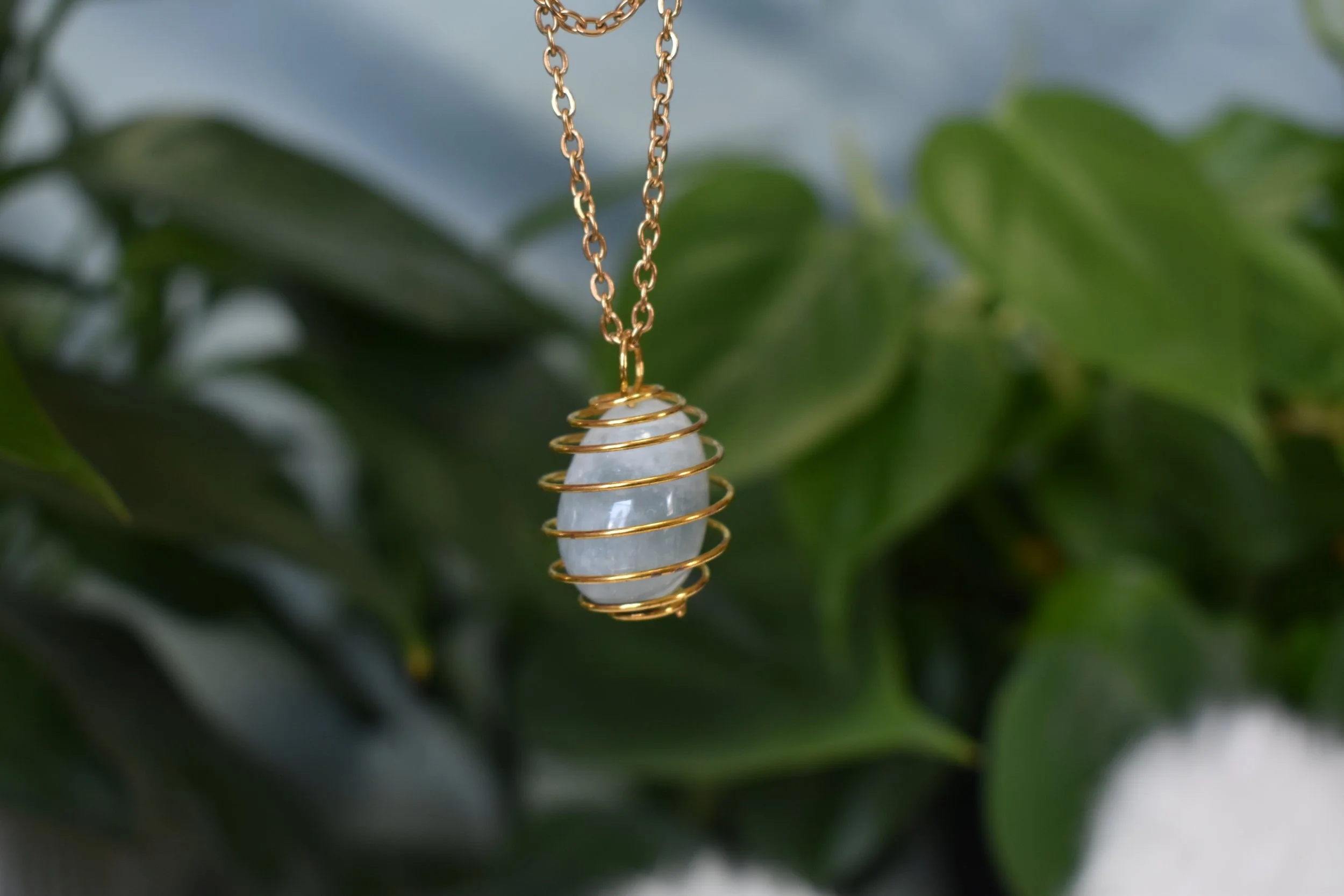 Aquamarine cage necklace