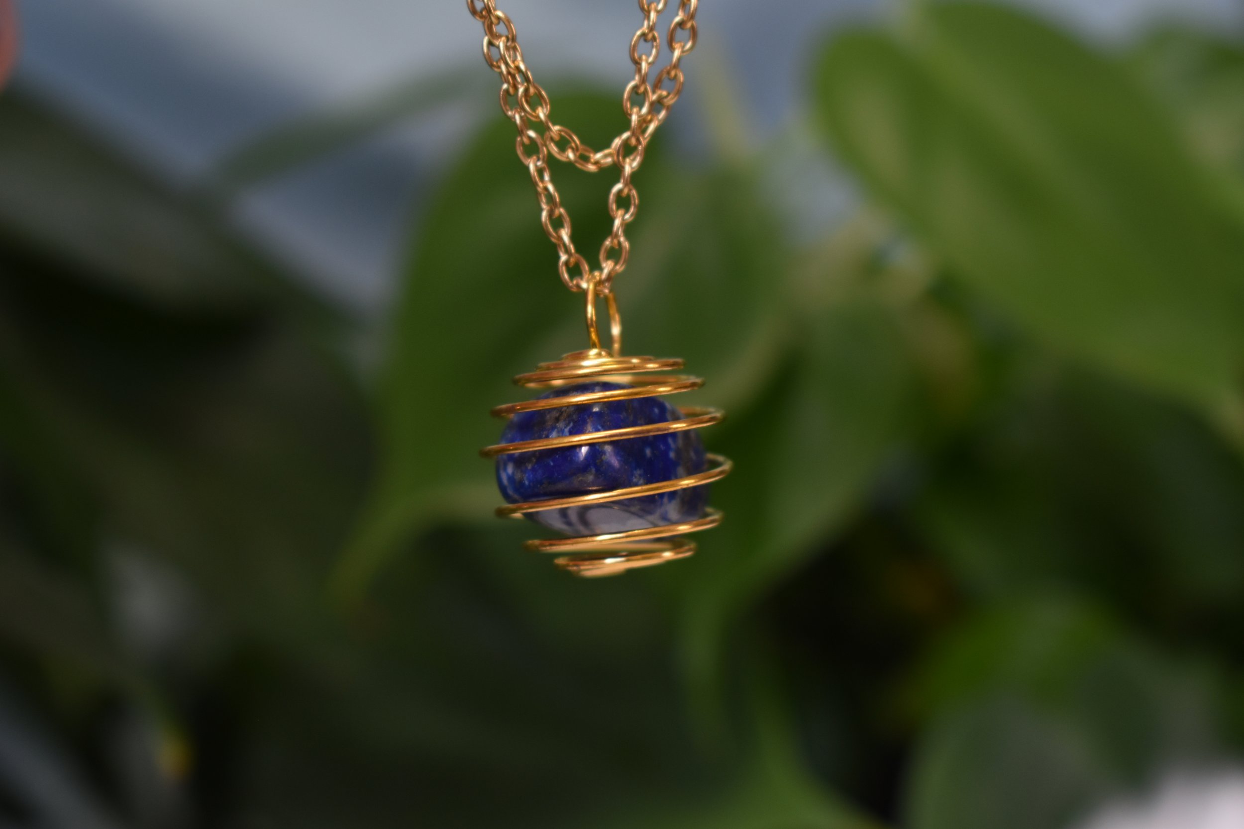 Lapis Lazuli tumble cage necklace