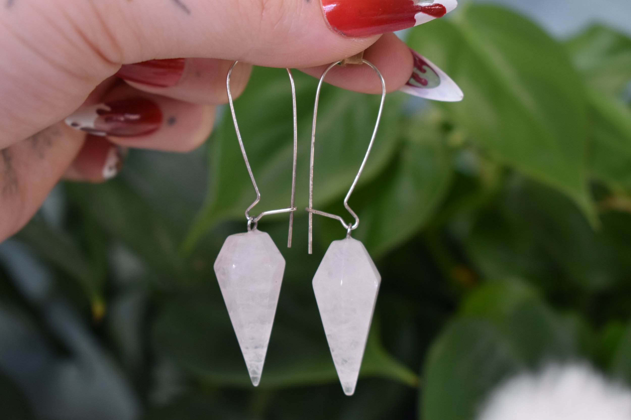 Quartz and sterling silver earrings