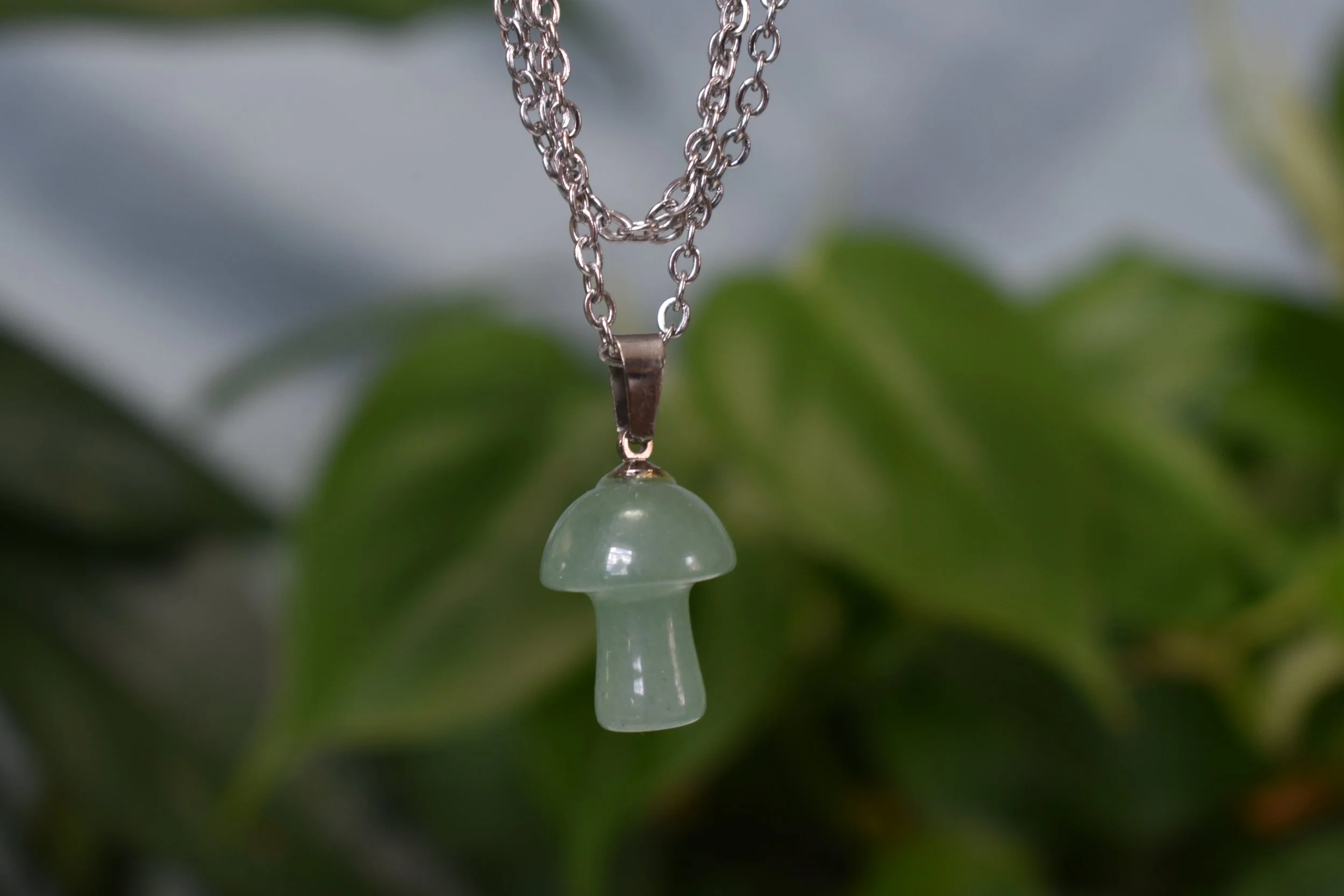Aventurine mushroom necklace