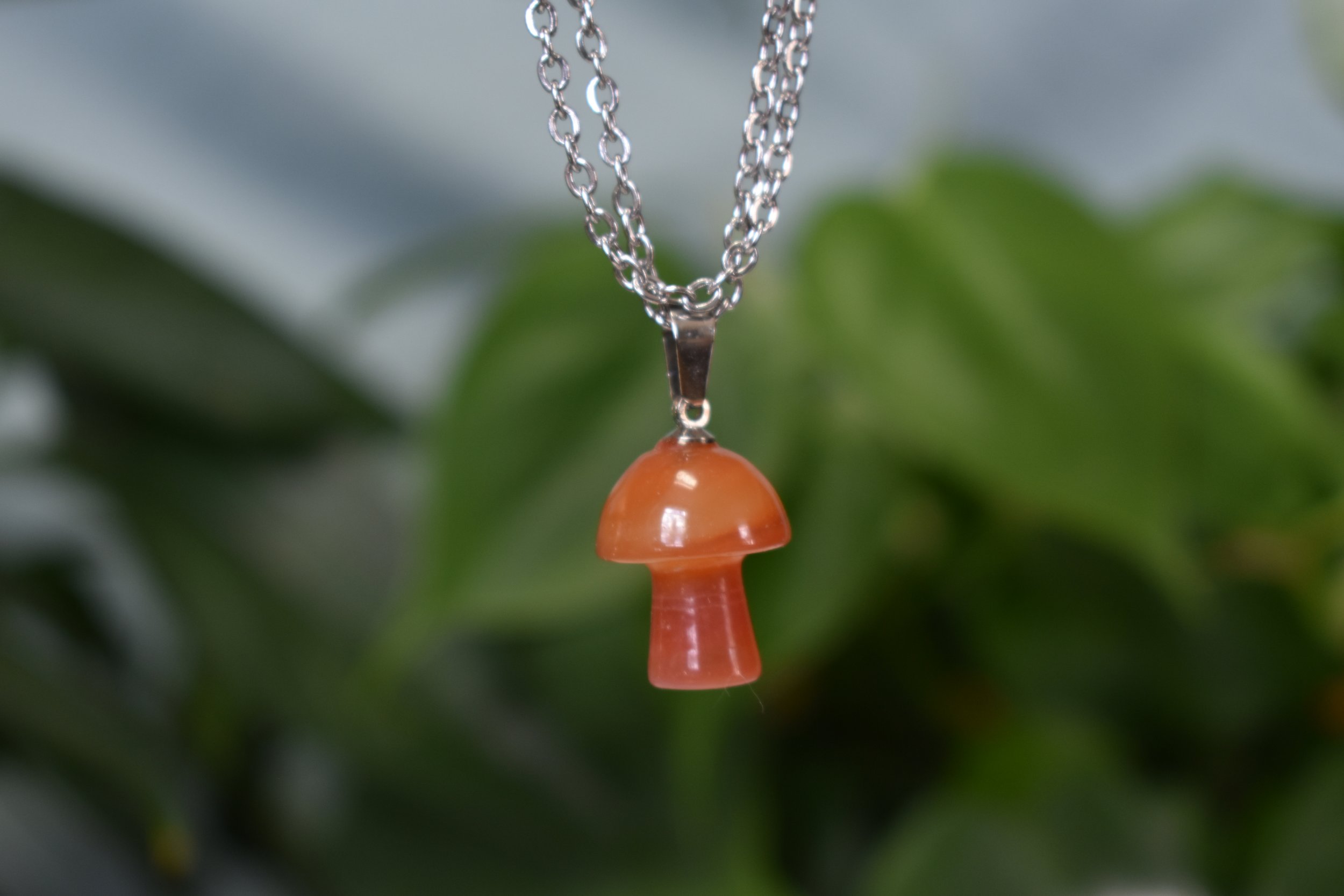 Carnelian mushroom necklace