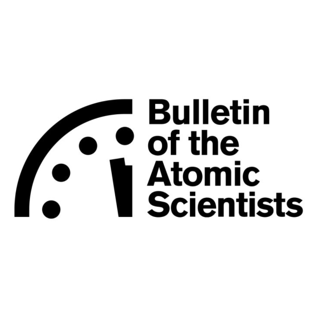 Black and white logo with a stylized clock or gauge and the text 'Bulletin of the Atomic Scientists'.