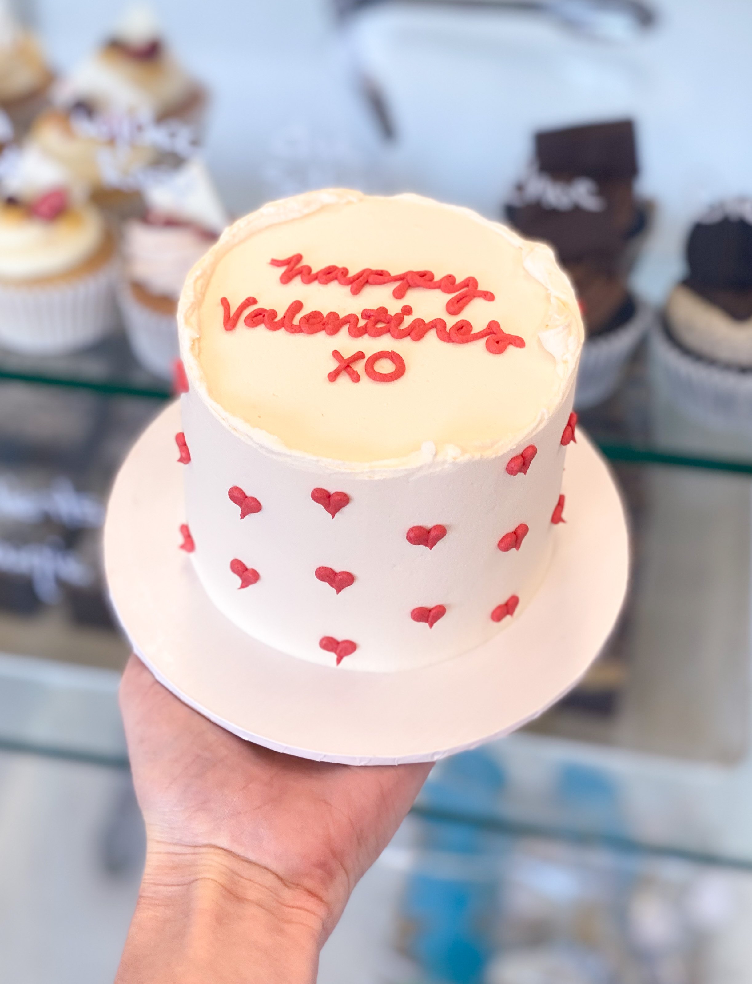 Piped Heart Message Cake