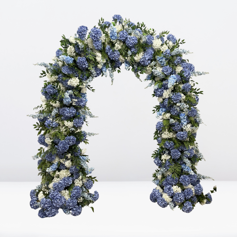 blue and white flower arch rental wedding flower arch flower walls Las Vegas