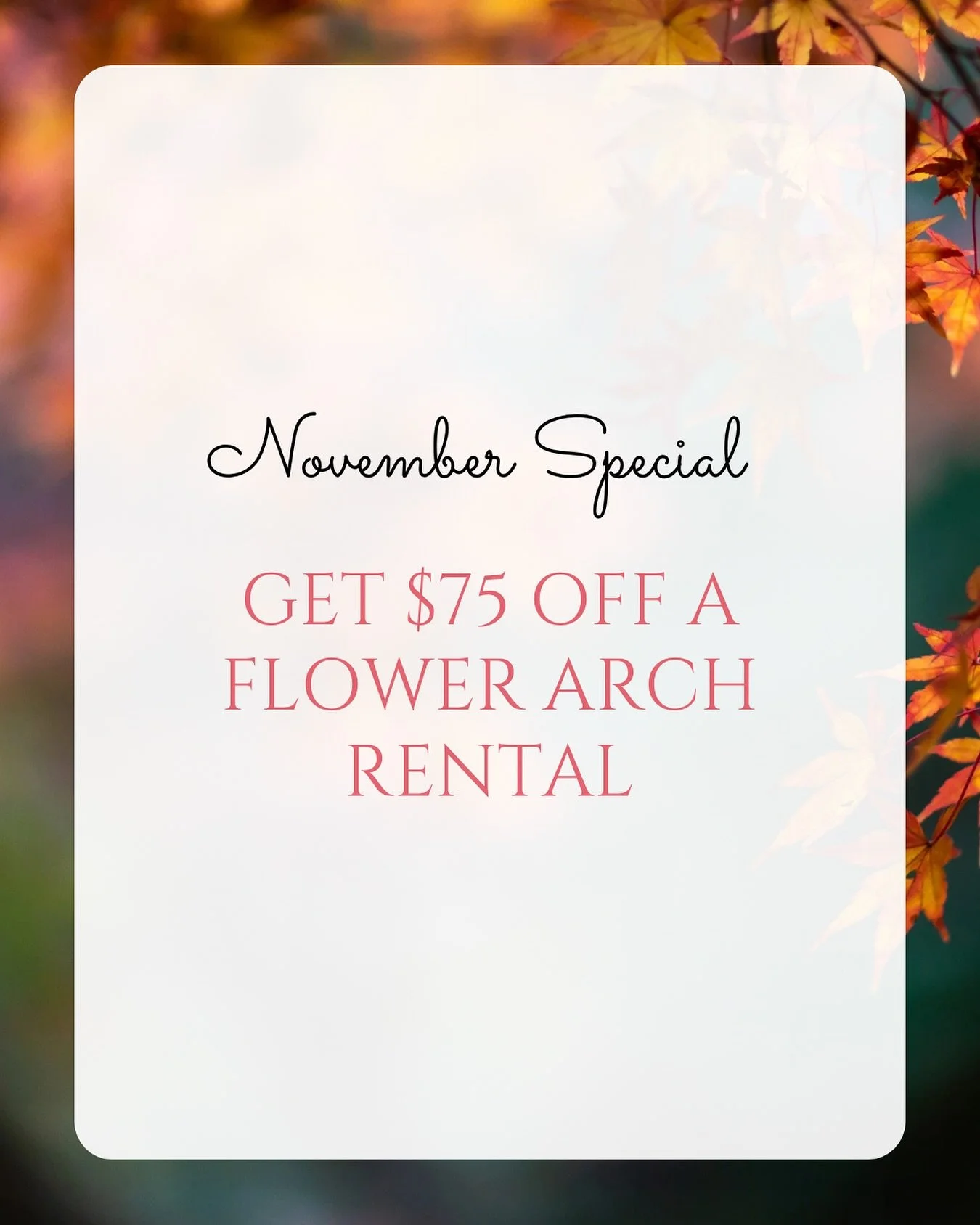 November Special: Get $75 OFF a flower arch rental! 🍂 Contact us today for more info! Designer Flower Walls #flowerwallslasvegas