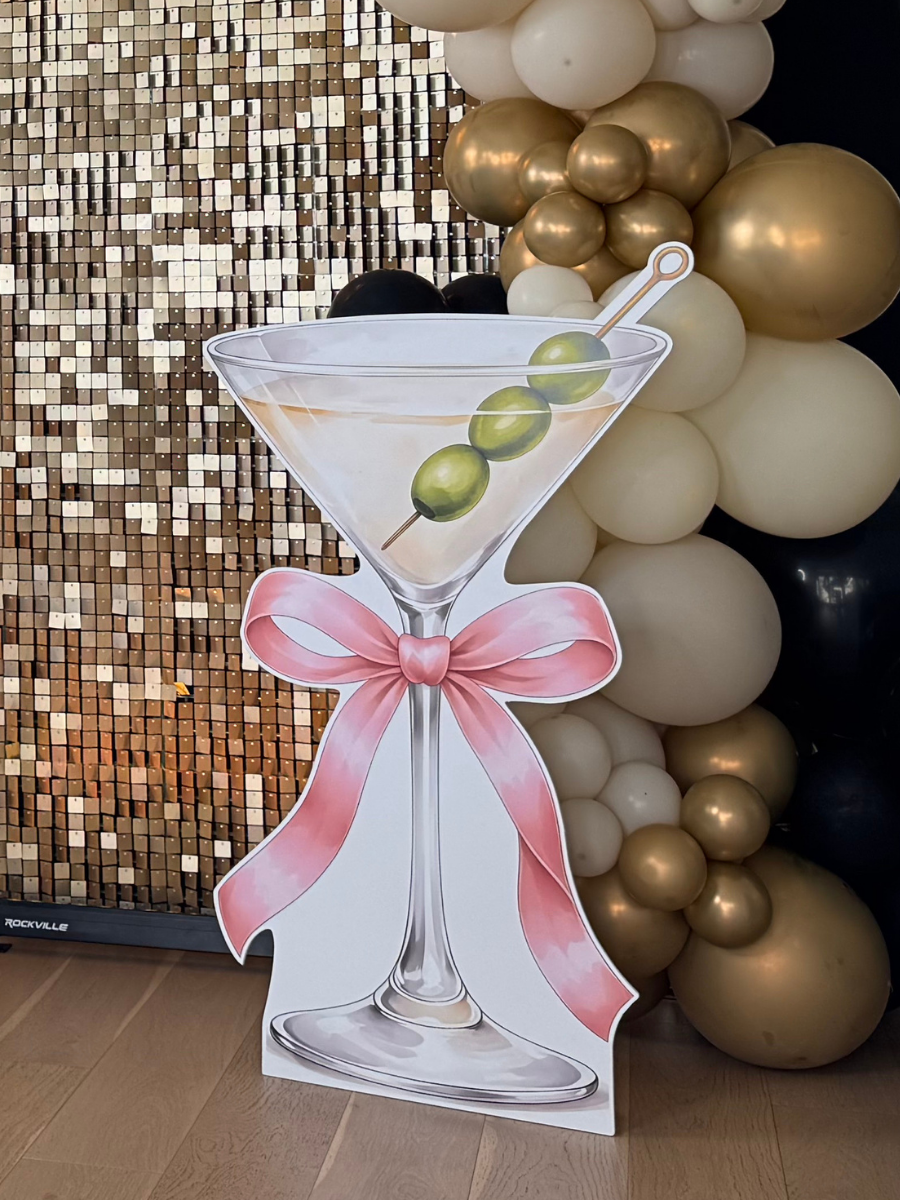 martini glass character cutout party prop a tini bit older Flower Walls Las Vegas