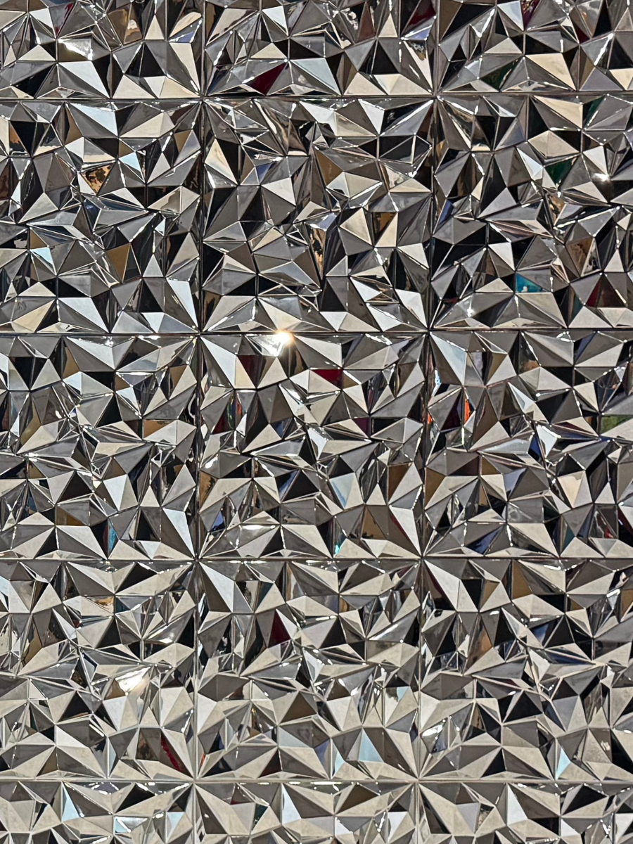 modern 3d geometric wall silver futuristic Flower Walls Las Vegas party rentals
