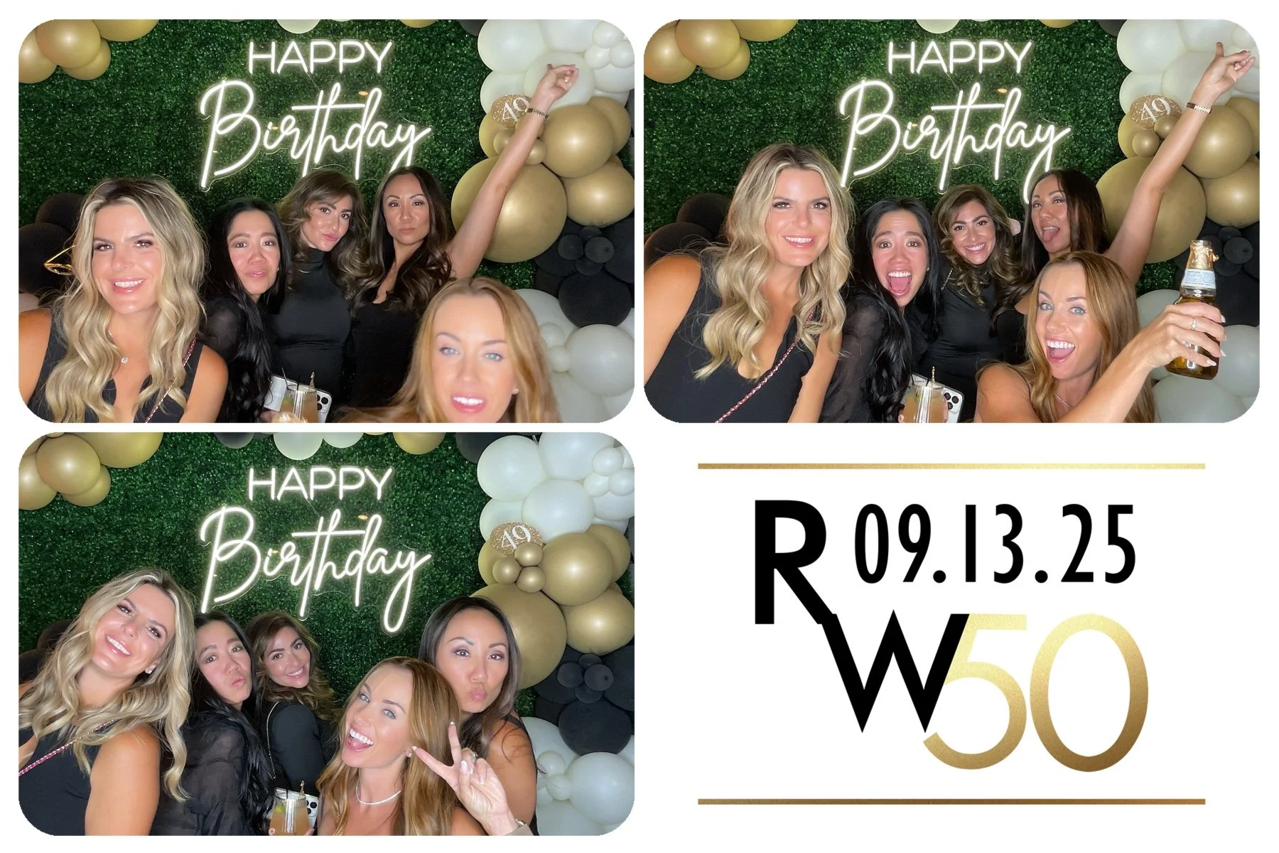 Photo Booth rental Las Vegas boxwood hedge balloon garland flower walls Las Vegas