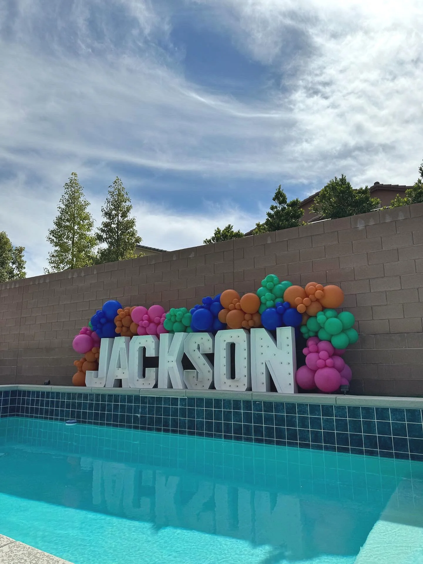 marquee letters with balloon garland balloon decor Las Vegas Flower Walls Las Vegas