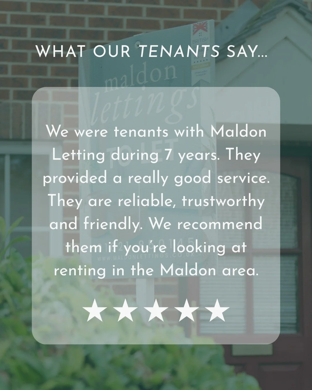 A lovely review from one of our long standing tenants. We wish them every happiness in their new property.