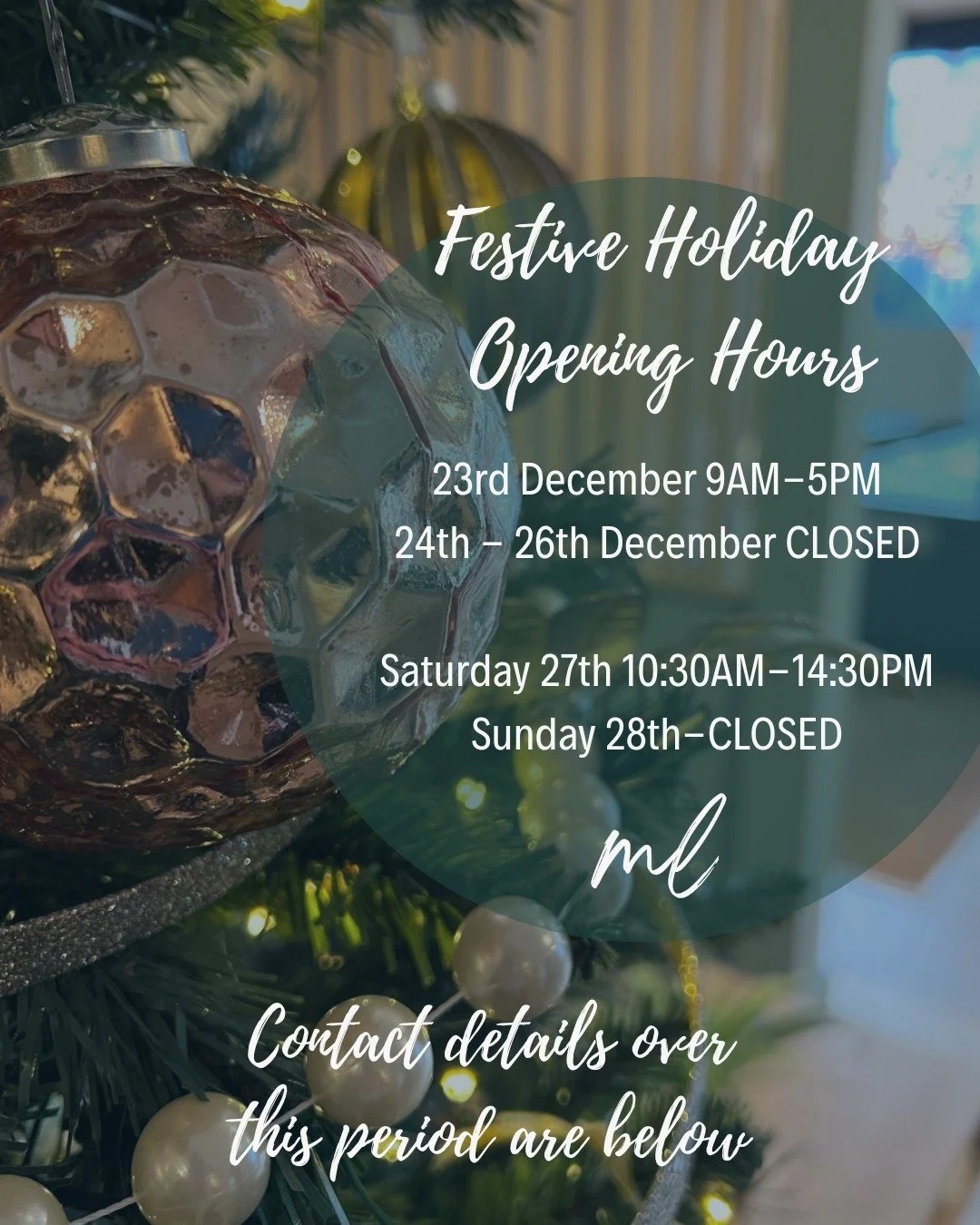 Our office opening times over the festive period, keep an eye out next week for the New Years hours. As always you can continue to contact us on our office number and leave a message for urgent enquiries and we will get back to you as soon as possibl
