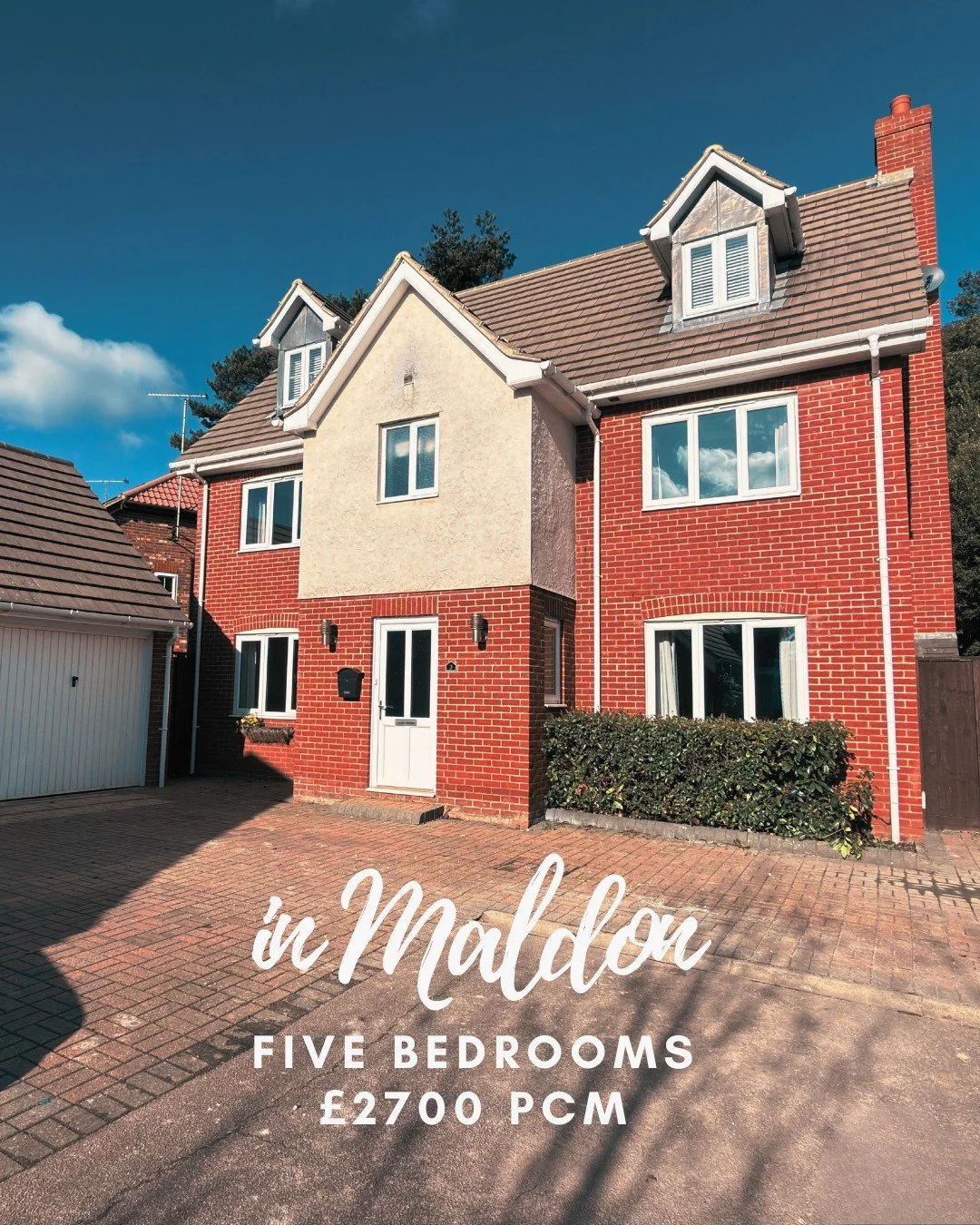 We are delighted to share this deceptively spacious five/six bedroom modern family house which is situated a mews development and with a single garage and driveway parking. Situated in Heybridge and available immediately.