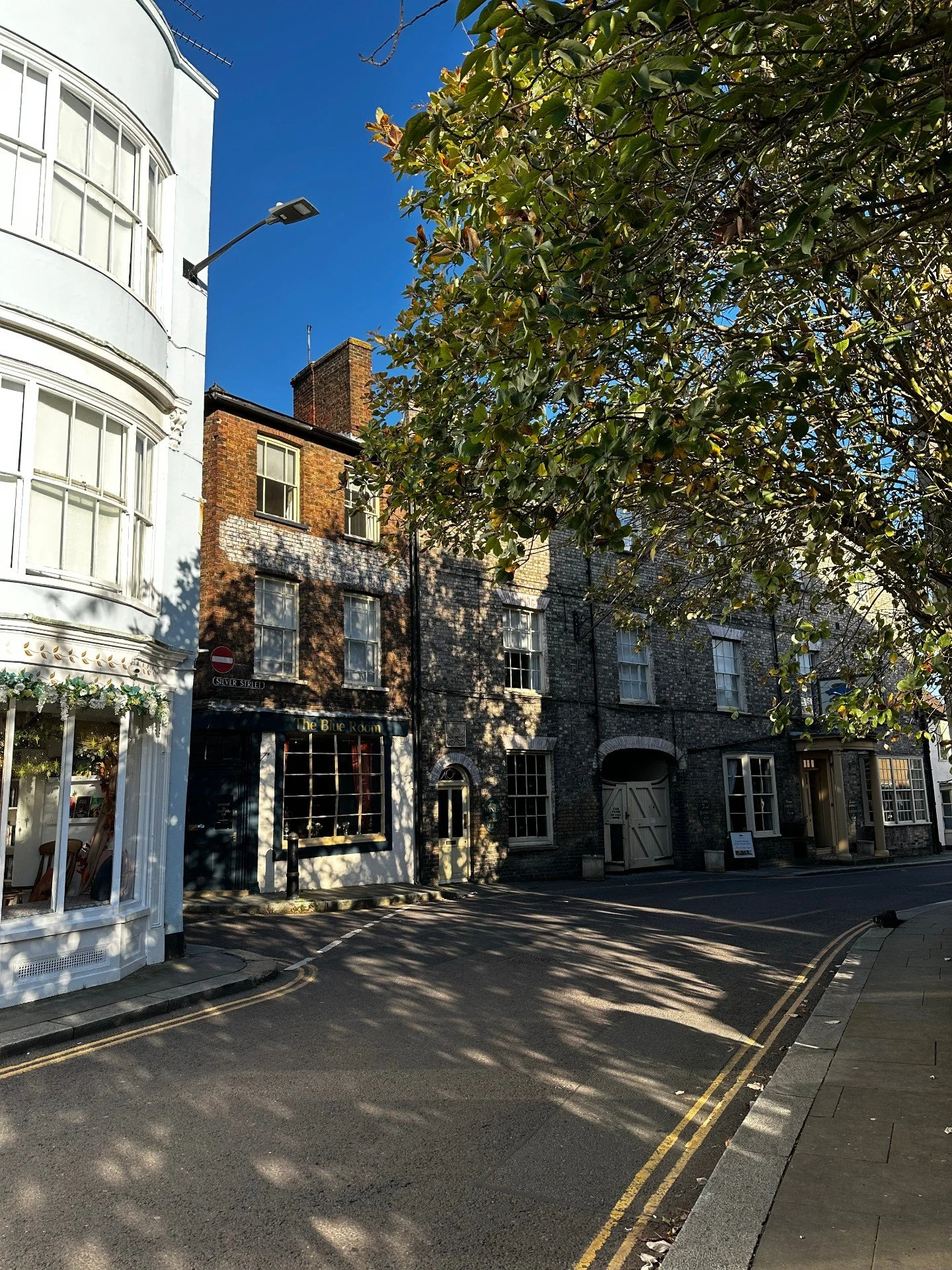 Sunny shadows on Silver Street.