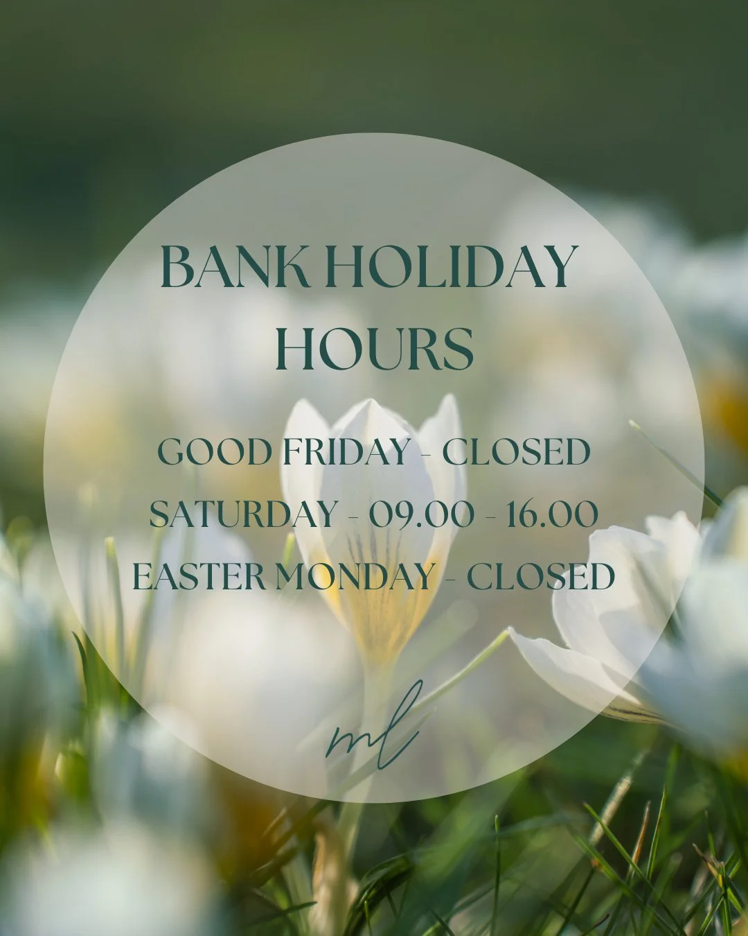 Bank holiday opening hours.