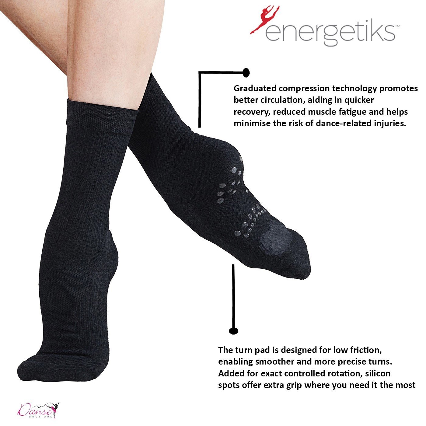 New In Store! Introducing PivotPerfect&trade; Dance Socks by @energetiks😍⁠
Tailored for dancers, providing ultimate control, precision and comfort. ⁠
⁠
Crafted using cutting-edge compression technology to improve corculation, facilitating faster rec