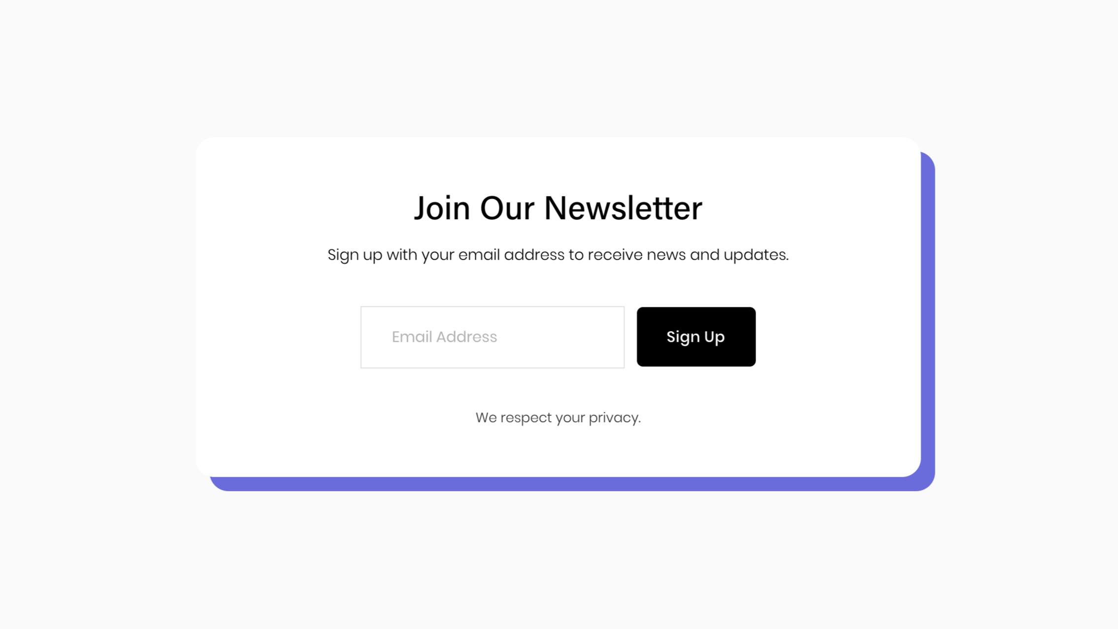 Solid Drop Shadow Newsletter Block