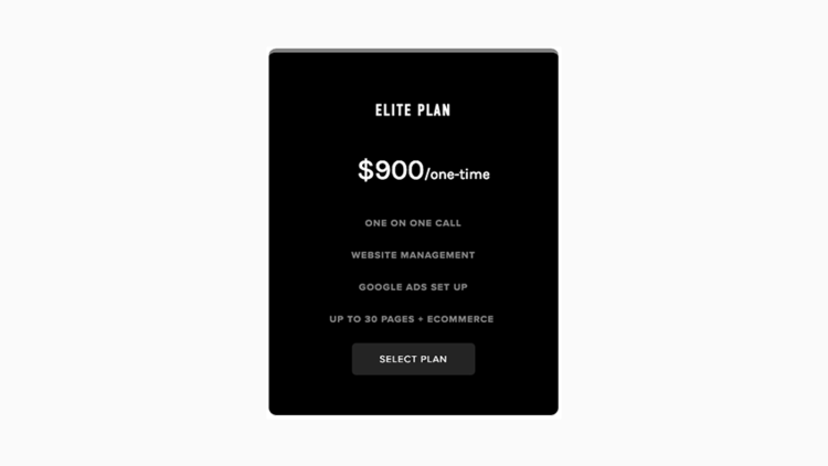 Minimal Pricing Table - Dark Version