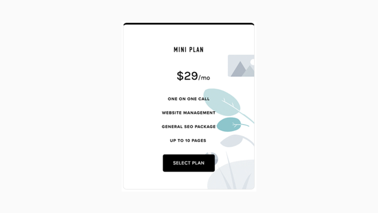 Minimal Pricing Table + Background Image