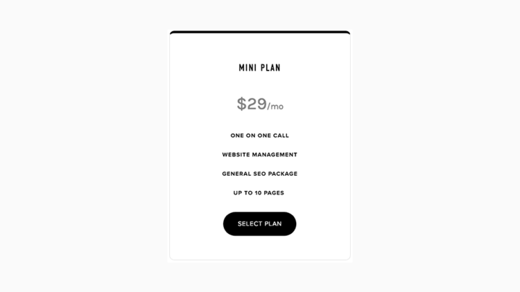 Minimal Pricing Table - Lite Version