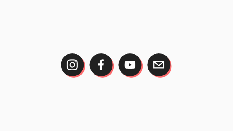 Solid Drop Shadow Social Icons Block