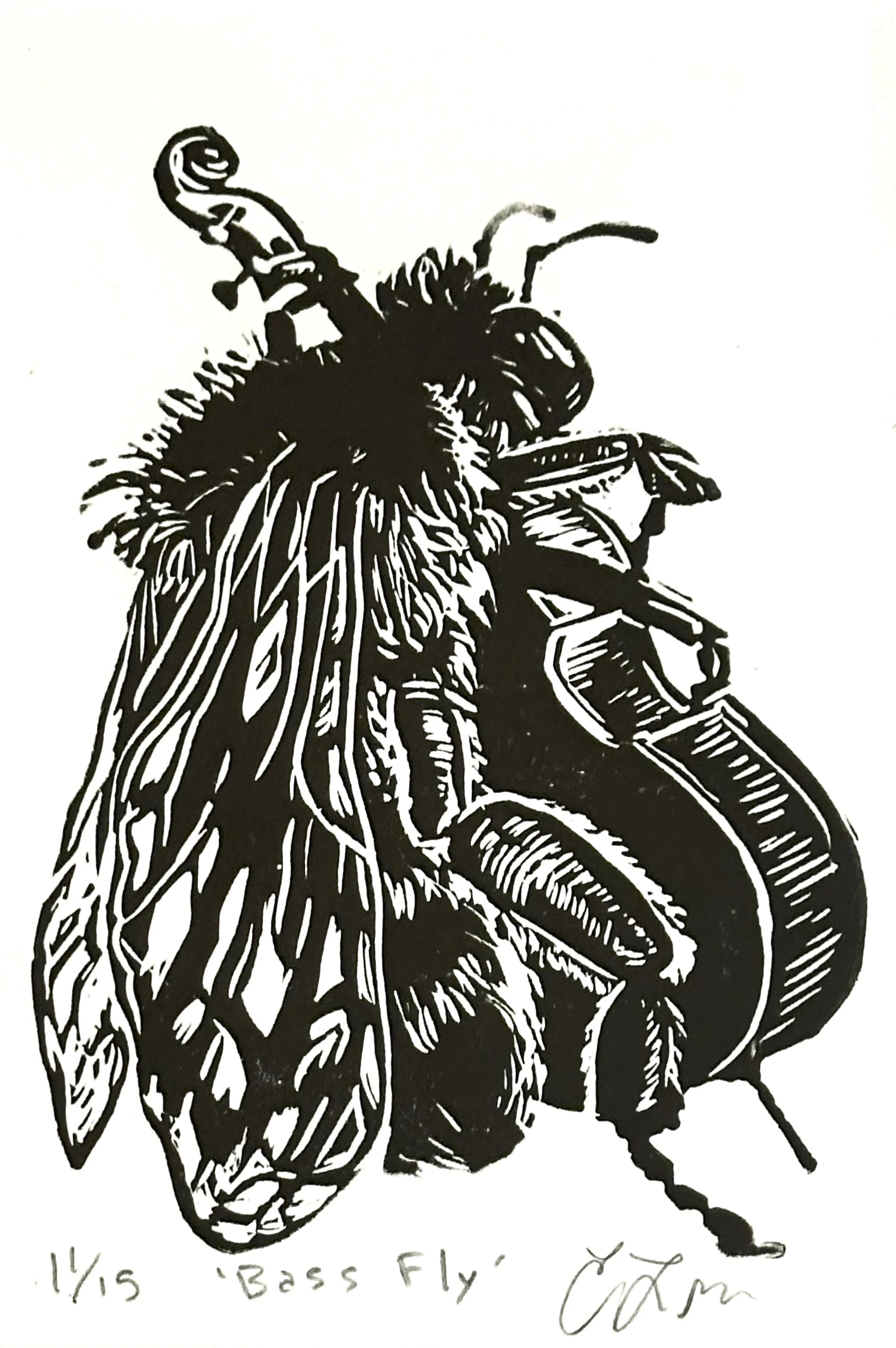 Bass Fly | Woodblock Print | 12 x 10 | 175.