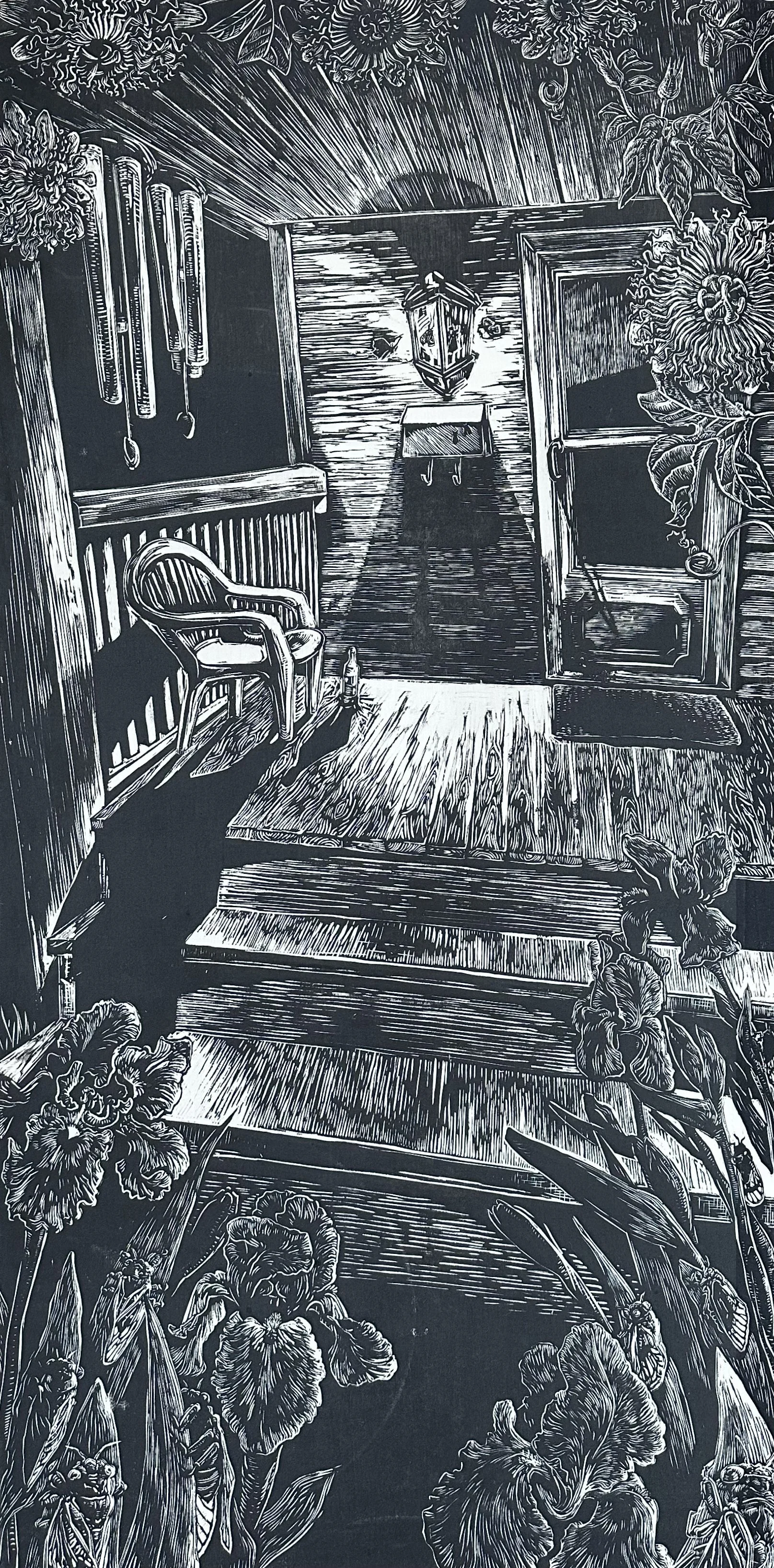 Home Place | Woodblock on Muslin | 48 x 24 | 1100.