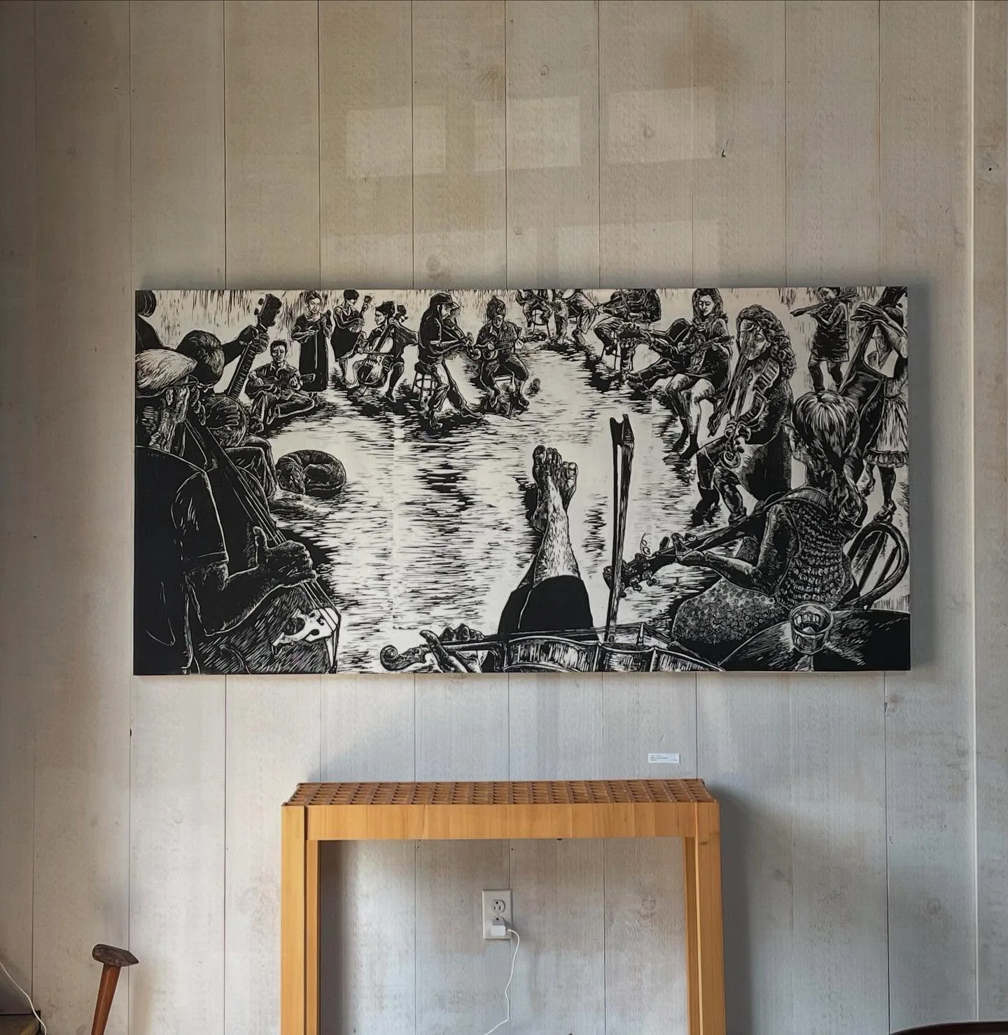 It&rsquo;s the last full day of Midsummer II, featuring Parrish Dobson cyanotypes and Erin Lobb Mason woodcuts. Come on by! Open 10:00-4:00. #maineartgalleries #islandartists #woodblockprinting #cyanotypes #islandsummer