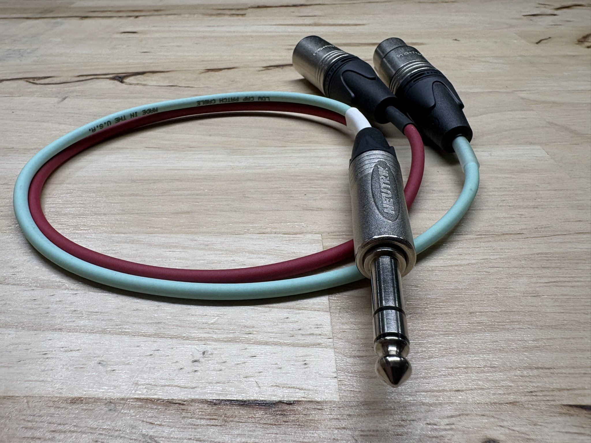 TRS to Dual XLR Insert Cable - 18 inch, Sea Foam and Red