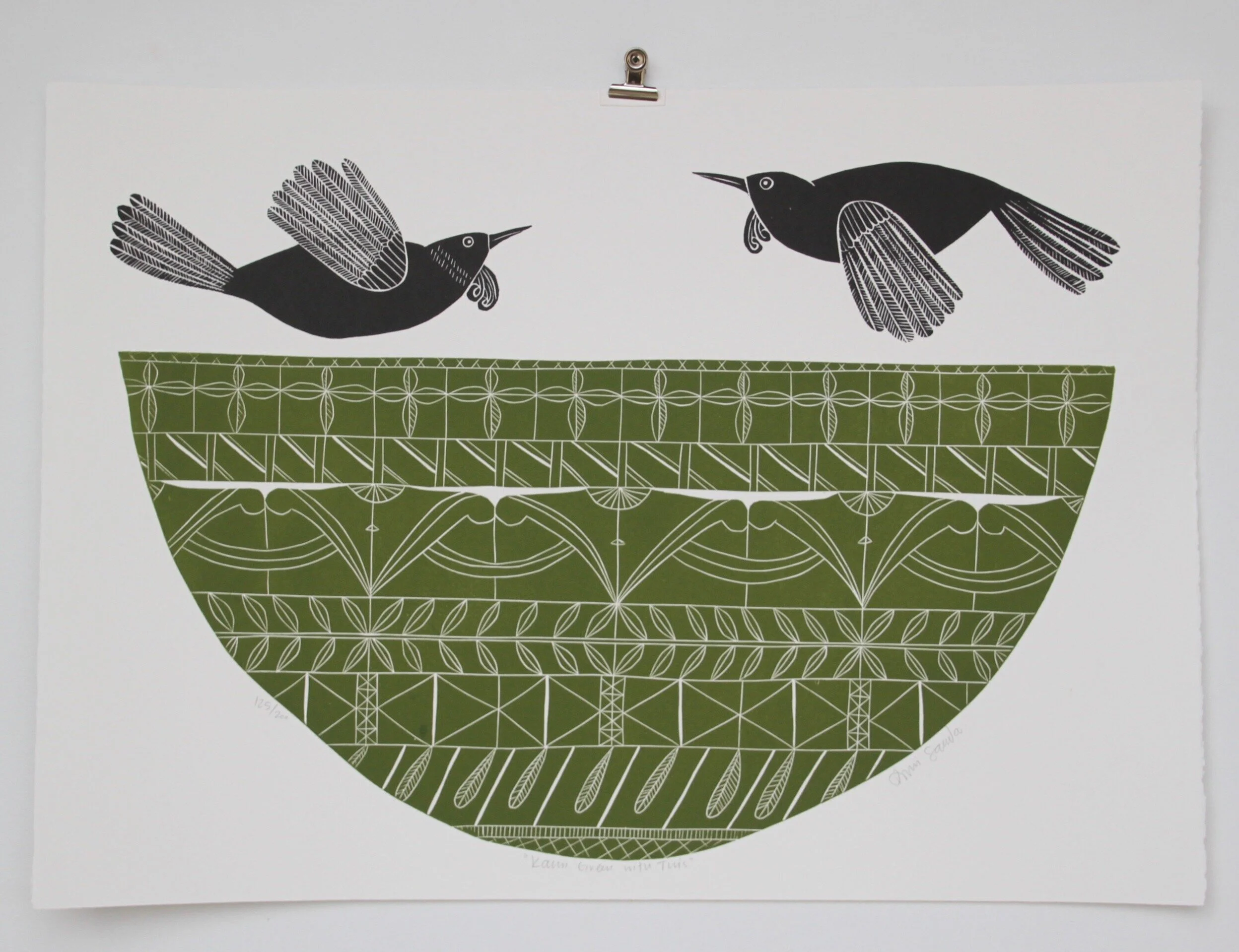 Kauri+Green+with+Tuis+A.+50+x+70cm+wood+cut.+Annie+Sandano.jpg