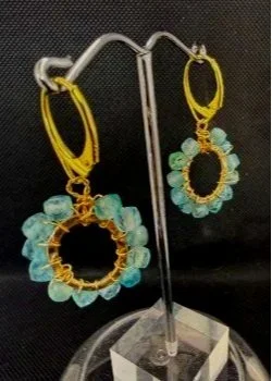 Apatite  Sterling Silver (Gold Overlay) Earrings