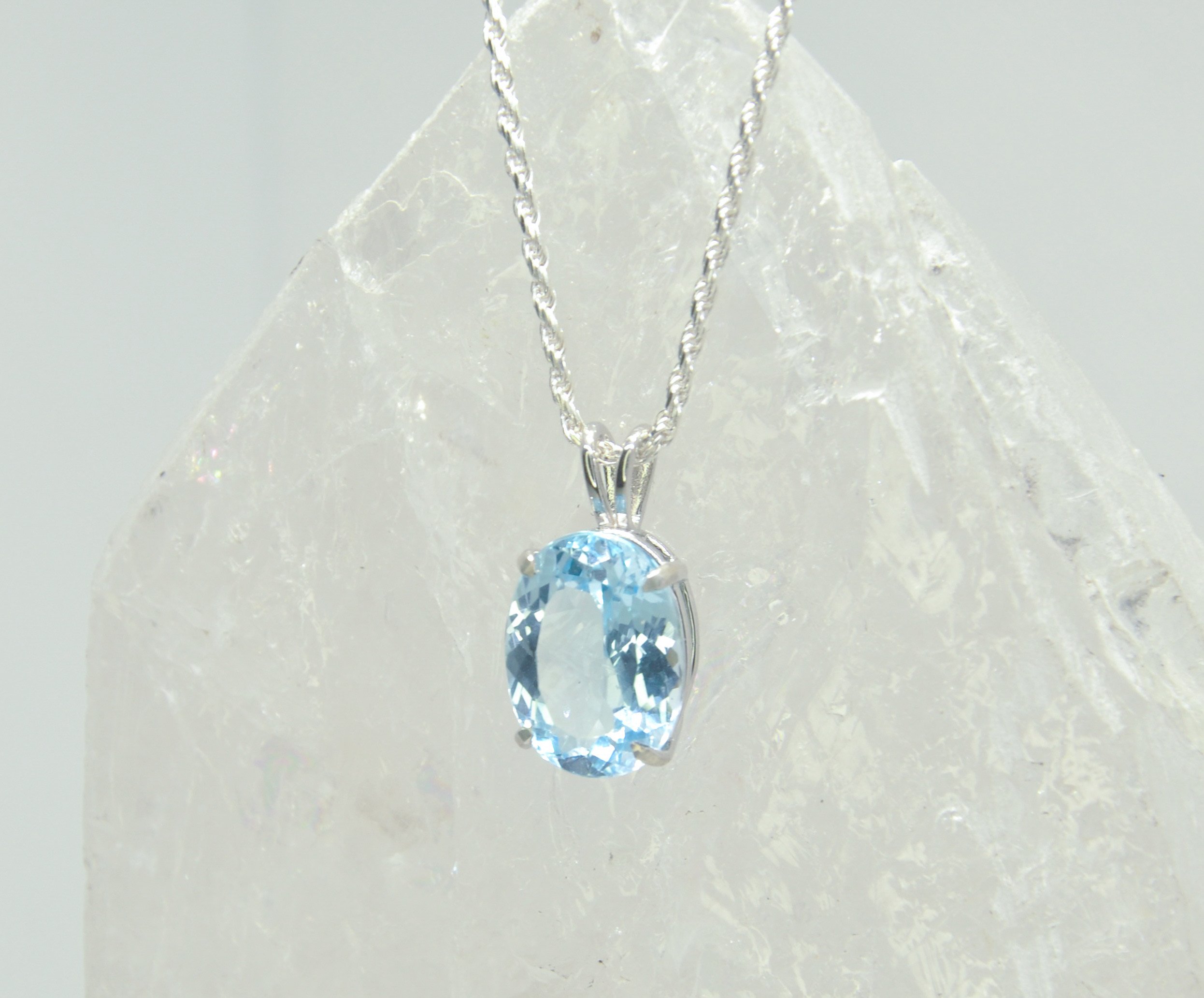 Sterling Blue Topaz Stone Set Pendant