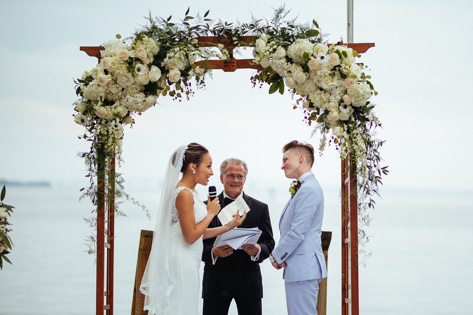 Future spouses reading vows in Annapolis MD Shawnee Custalow Wedding Photographer