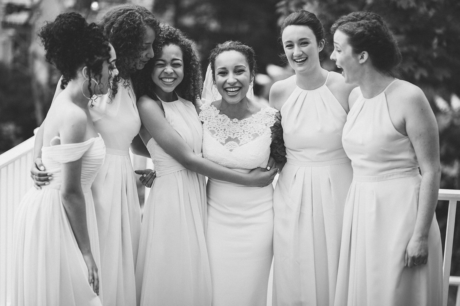 Bride with bridesmaids in Annapolis MD Shawnee Custalow Queer Wedding Photography