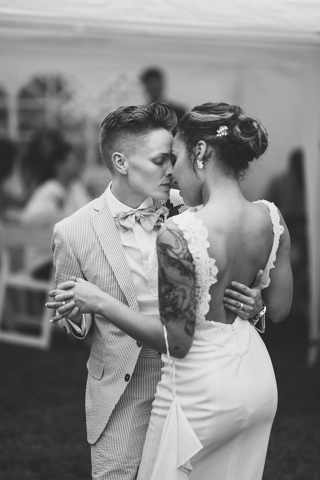 Newlyweds first dance in Annapolis MD Shawnee Custalow Queer Wedding Photography