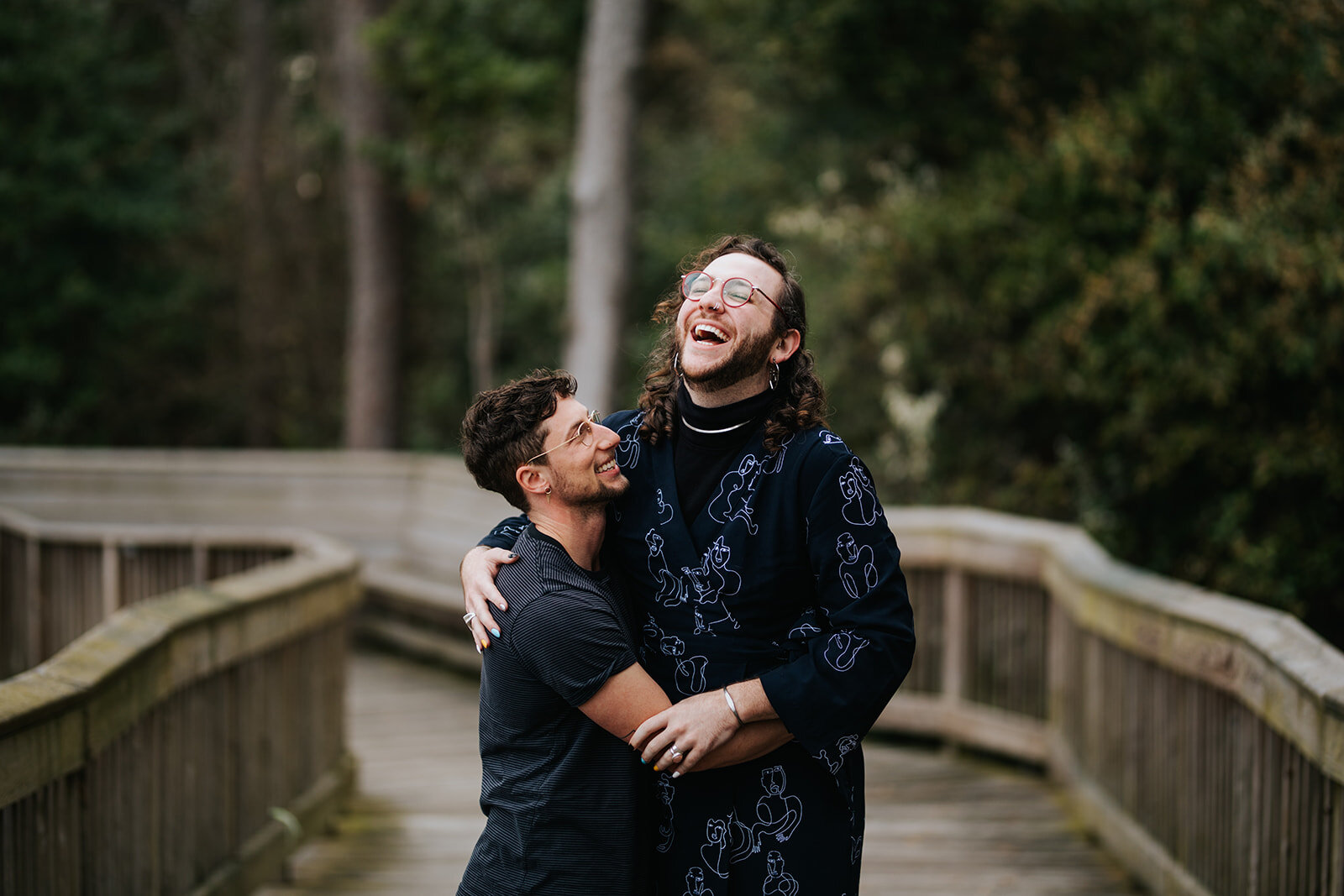 LGBTQ couple embracing in Virginia Beach Shawnee Custalow photography
