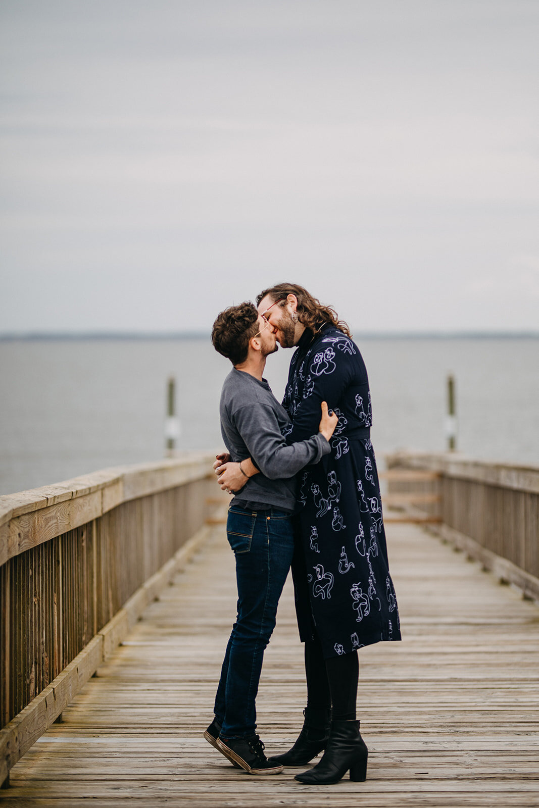 LGBTQ couple kissing in VA Beach Shawnee Custalow photography