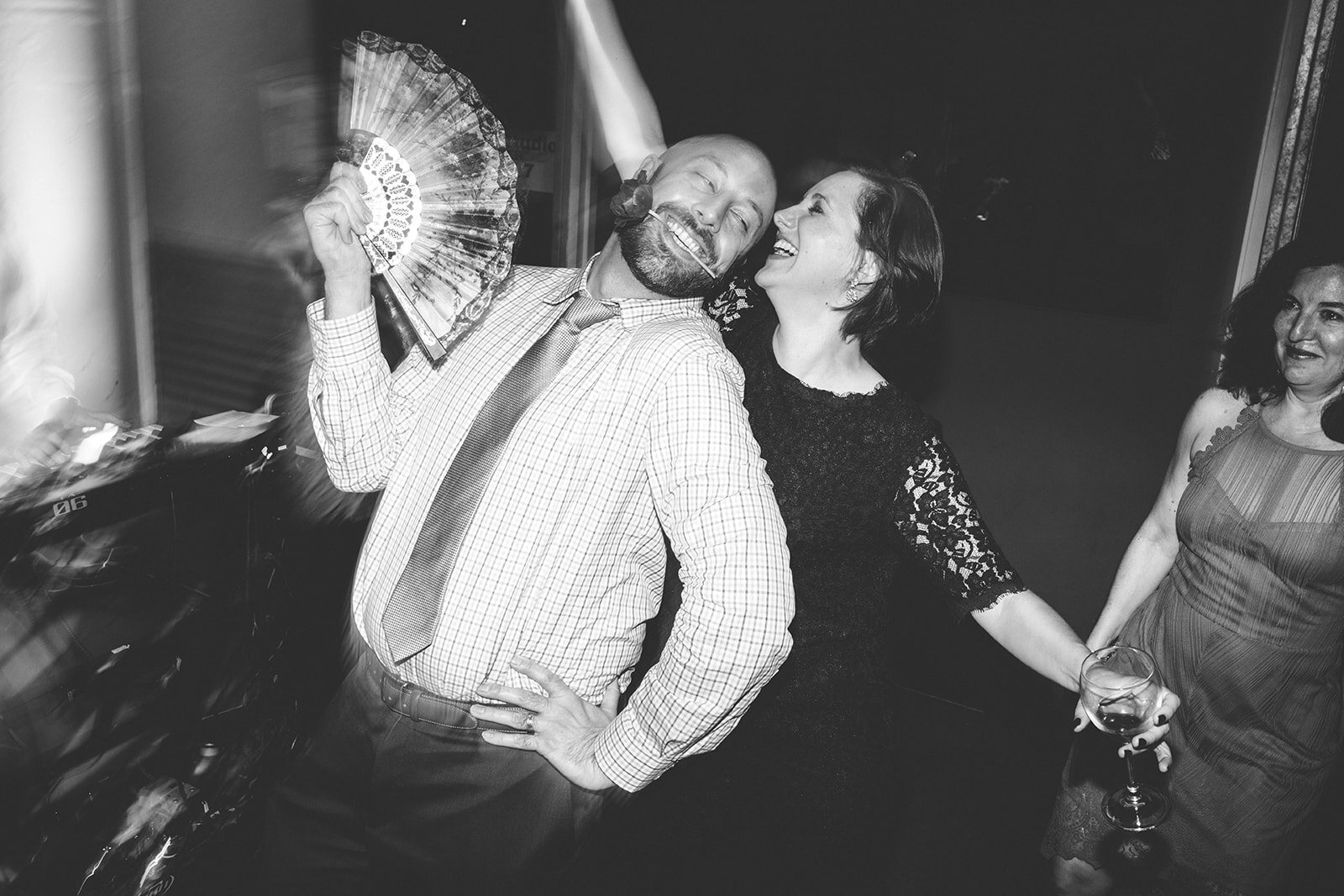 Wedding guests dancing at Torpedo Factory Alexandria VA Shawnee Custalow Queer Wedding Photography