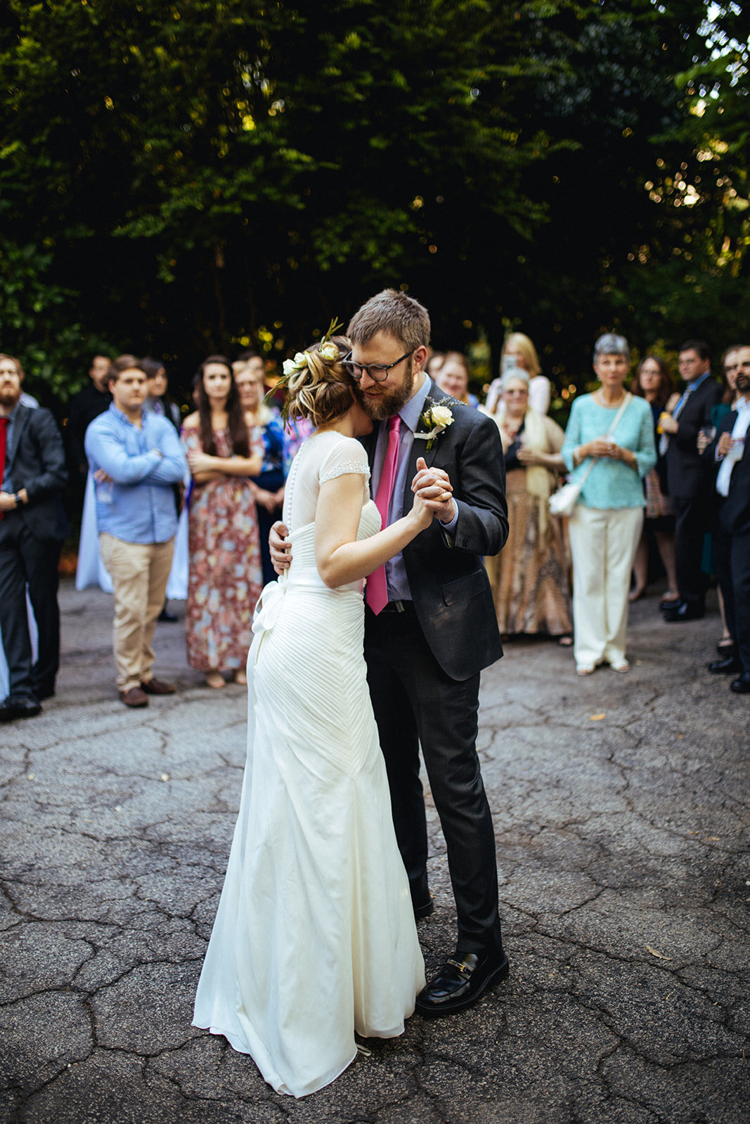 Bride and grooms first dance outside in Atlanta GA Shawnee Custalow Queer Wedding Photographer
