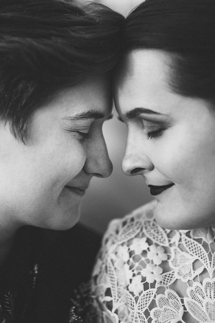 Engaged couple in Richmond VA Shawnee Custalow Queer Wedding Photographer