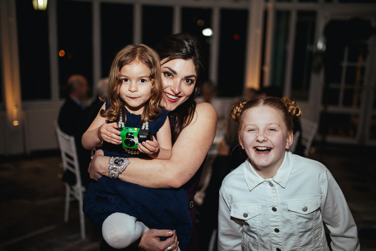 Guest and two kids at Brooklyn Botanical Garden wedding reception NYC Shawnee Custalow photography