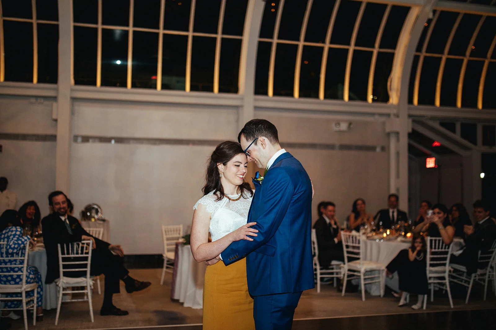 Bride and groom dancing together at the Brooklyn Botanical Garden NYC Shawnee Custalow wedding photography