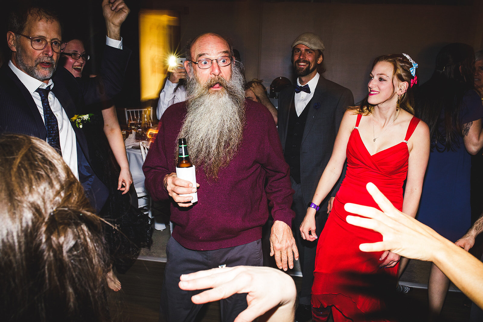 Wedding guests dancing at the Brooklyn Botanical Garden NYC Shawnee Custalow wedding photography