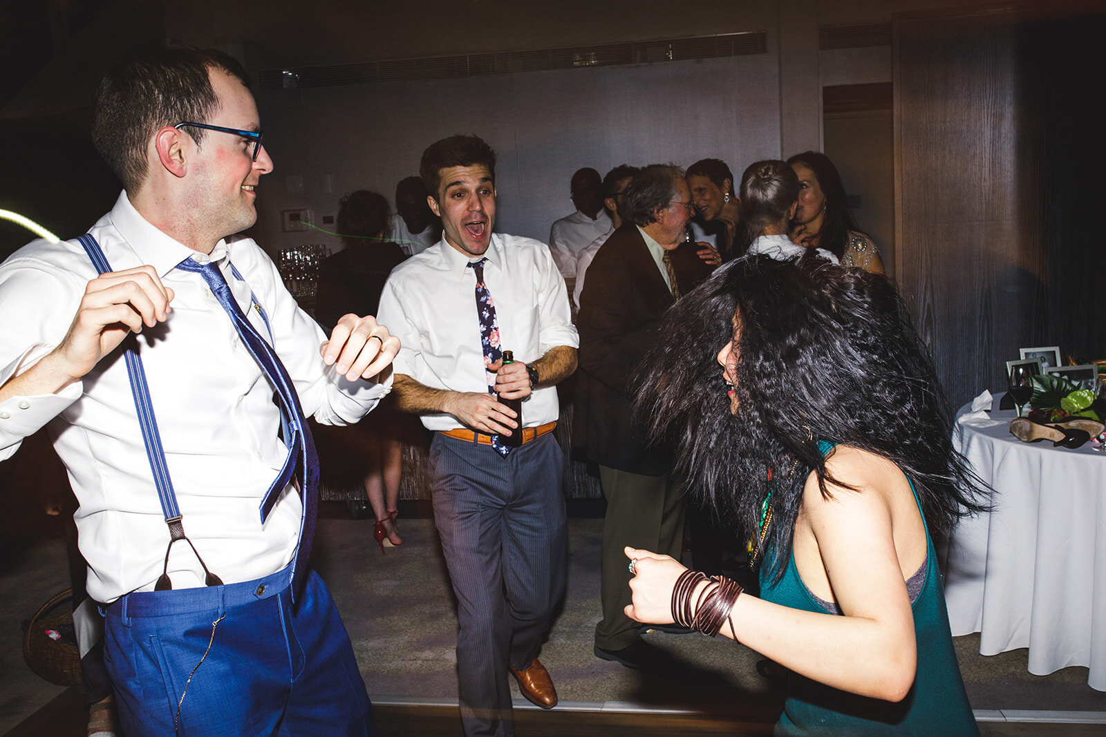 Groom and wedding guests dancing at the Brooklyn Botanical Garden NYC Shawnee Custalow photography