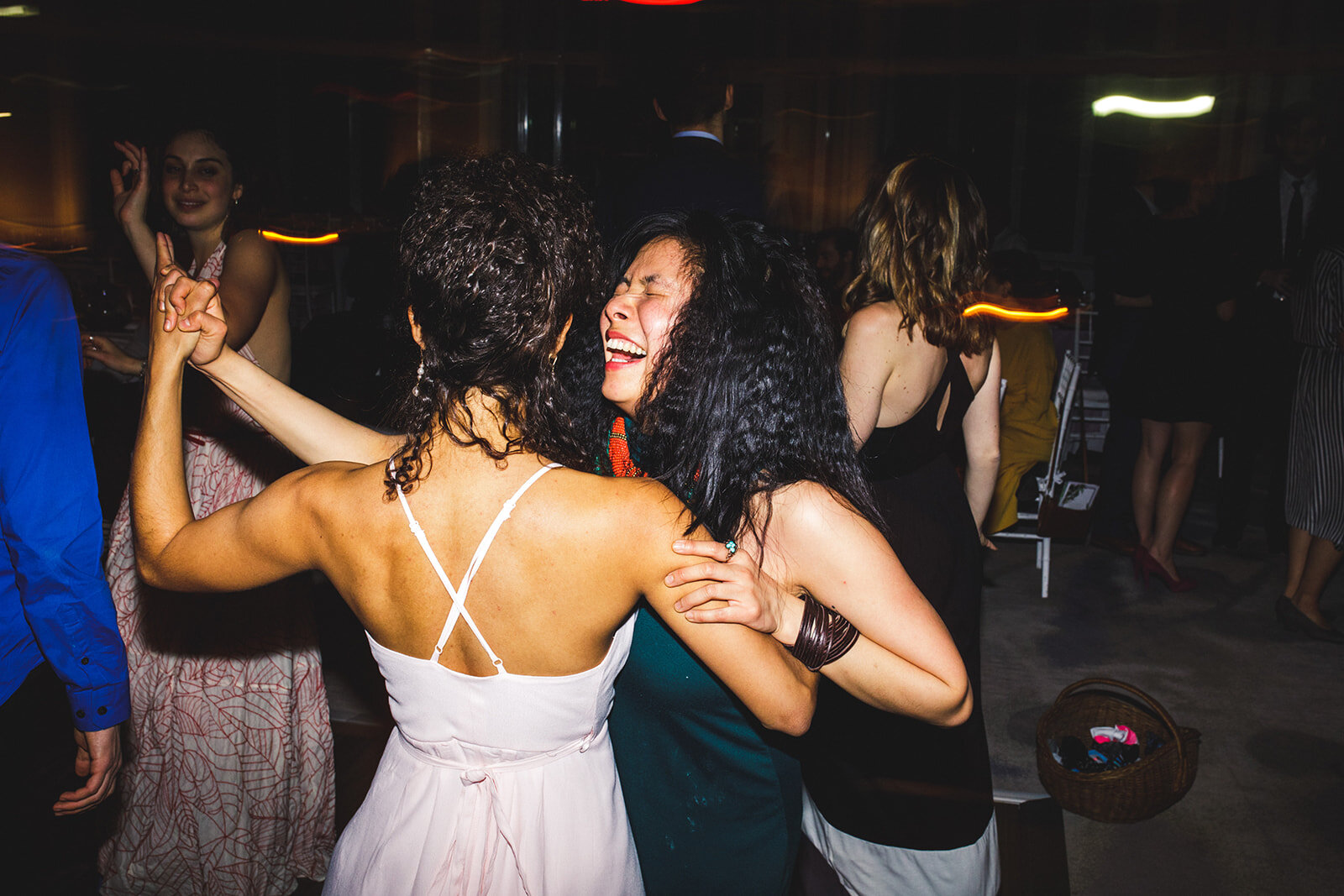 Wedding guests dancing at the Brooklyn Botanical Garden NYC Shawnee Custalow photography