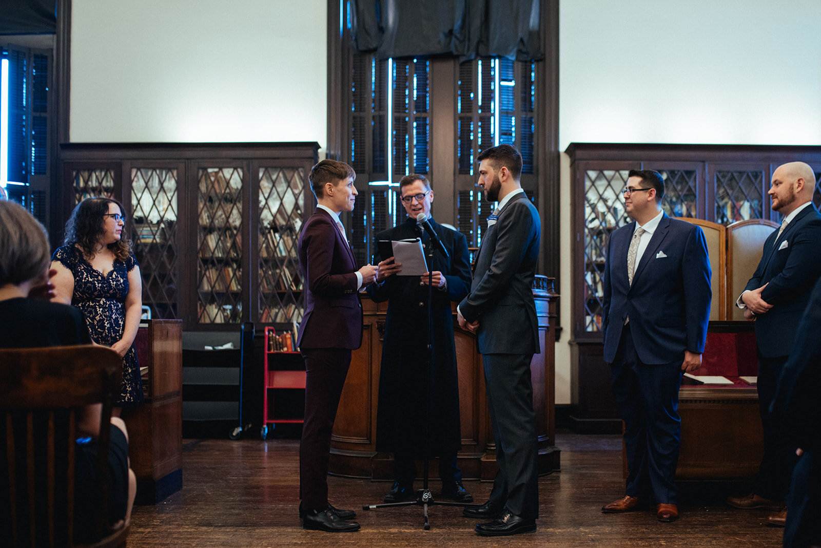 Queer couple getting married at German Society of PA Shawnee Custalow LGBTQ wedding Photography