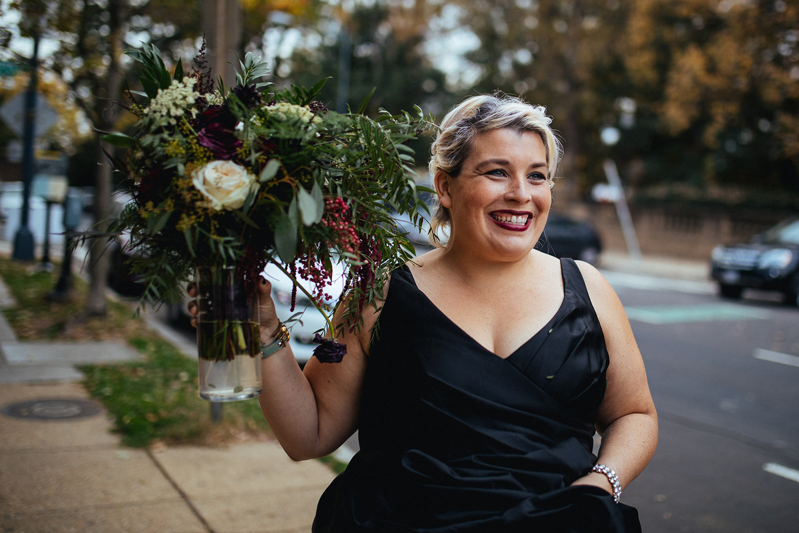 Honor attendant with bouquet in DC Shawnee Custalow Wedding Photography